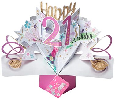 Second Nature Pop Ups Happy 21st Birthday PopUp Greeting Card Original Second Nature 3D Pop Up Cards