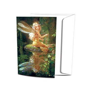 Tree-Free Greetings TreeFree Greetings All Occasion Cards Artful Designs 12 Greeting Cards White Envelopes Made in USA 100 Recycled Paper 4 x 6 Faery Reflection FS66497