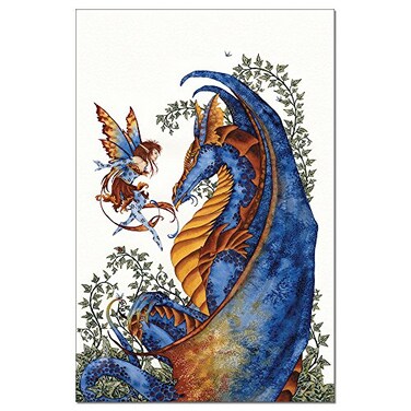 Tree-Free Greetings TreeFree Greetings EcoNotes 12Count Curiosity Dragon and Fairy Blank Notecard Set with Envelopes Featuring Amy Brown Fairies FS64544