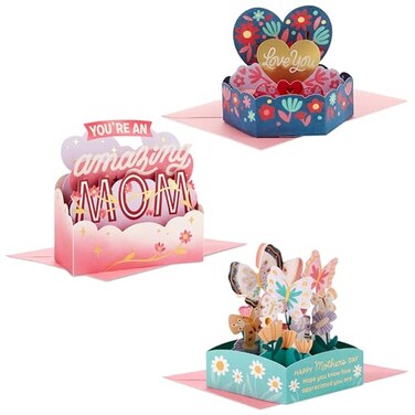 Hallmark Paper Wonder Mothers Day Pop Up Cards Assorted Pack of 3 Mini 3D Cards Amazing Mom
