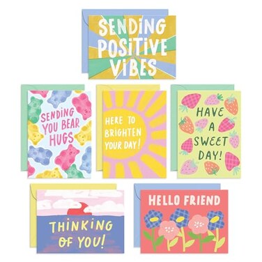 SweetzerOrange Sweetzer Orange SO Fun Thinking of You Cards with Envelopes Colorful Notes Pack of 24 Box Blank Inside Encouragement Cards with Covers Bulk Boxed Greeting sheets in various Designs4x