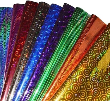 S,S Store All Mart Beautiful Holographic Metallic Colour Paper Wrapping Sheets Especially for Gifts for Loved 12Sheets Multicolour