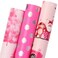 Ribbli Christmas Wrapping Paper 3 Rolls Pink Gift Wrapping Paper Rolls Mini Roll17 Inch x 10 Feet Per roll