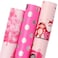 Ribbli Christmas Wrapping Paper 3 Rolls Pink Gift Wrapping Paper Rolls Mini Roll17 Inch x 10 Feet Per roll