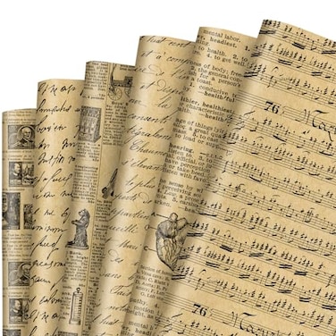 JarThenaAMCS 12 Sheet Vintage Newspaper Wrapping Paper Not Roll Retro Gift Wrap Folded Flat Art Paper for DIY Crafts Gift Wrapping 197 x 276 Inch