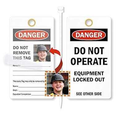 SmartSign Do Not Operate Equipment Locked Out 2 Sided Photo Lockout Tag 6 x 325 Vinyl with SelfLaminating Clear Flap Pack of 25