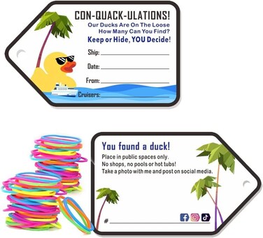 FELYC Duck Tags Cruising Rubber Duck Tag Ducking Game Cards 35 Pack 22 x 35 Inches with Hole and Rubber Bands