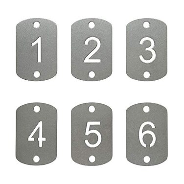StayMax Rectangular Hollowed Stainless Steel Number Tags Key Tags with Two Holes 150