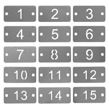 StayMax Rectangle Metal Hollowed Numbered Tags Stainless Steel Key Tags 51100