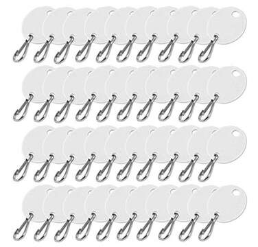 Lucky Line Oval Cabinet Key Tag with Hook White 100 Blank Tags 25890