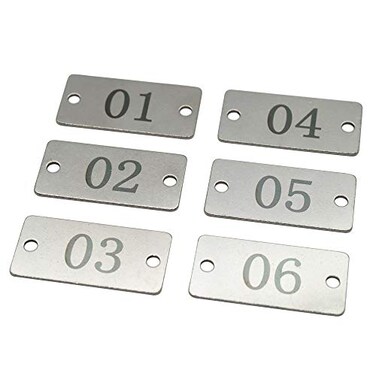 StayMax Stainless Steel Rectangle Numbered Tags with Two Holes 150