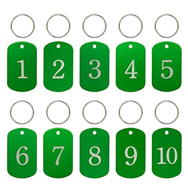 StayMax Aluminum Numbered Tags Key Tags ID Tags 150 Green