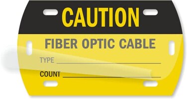 XpressTags SmartSign Caution Fiber Optic Cable Tags 35 x 2 SelfLaminating ID Labels16 mil HDPE Pack of 50 Made in USA