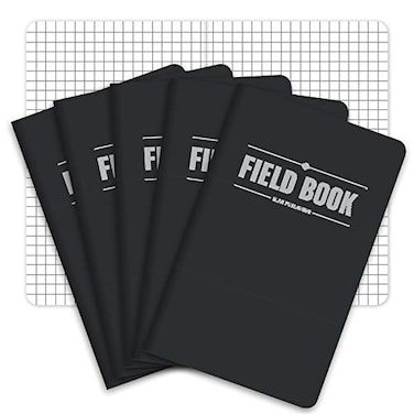 Elan Publishing Company Field NotebookPocket Journal 35x55 Black Graph Memo Book Pack of 5