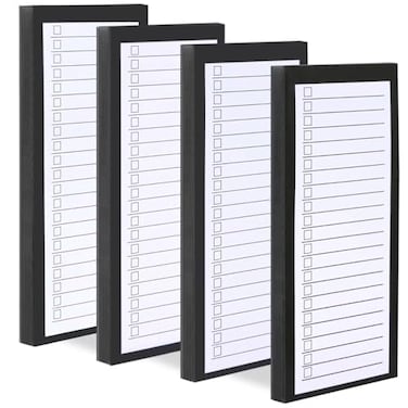 FLIPPED 4 Pack Magnetic Notepads for RefrigeratorGrocery List Large Magnet Pad for FridgeFull Magnet Back Design Magnetic Memo Pads for Grocery List Shopping List ToDo List Black 4 Pack50 Sheets