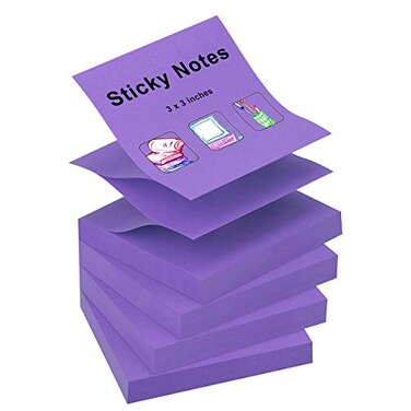 ZCZN 400 Sheets Popup Sticky Notes 3 x 3 Inches 4 Pads Bright Color SelfStick Notes 100 SheetsPad Purple