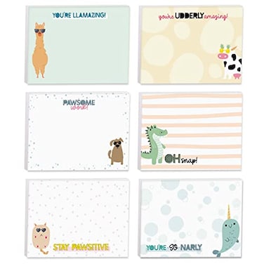 Gotcha Covered Notebooks Cute Animal Pun Sticky Note Pads 4 x 3 Clever Sticky NotesSet of 6 Pads 50 Sheets Per PadTrendy Gift IdeaMade in The USA