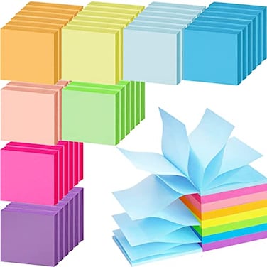 Beieverluck 48 Pack 3840 Sheets Pop Up Sticky Notes 3X3 in Bright Color Self Sticky Note Pads Colorful Post Stickies for Office Home School Meeting 80 Sheetspad