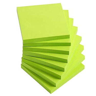 Vanpad Sticky Notes 3x3 InchesBright Green SelfStick Pads Easy to Post for Home Office Notebook 8 PadsPack