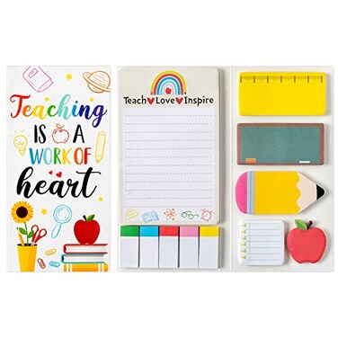 Xqumoi Teaching is A Work of Heart Sticky Notes Set Blackboard SelfStick Note Pads Teacher Appreciation Gift Writing Memo Pads School Office Supplies
