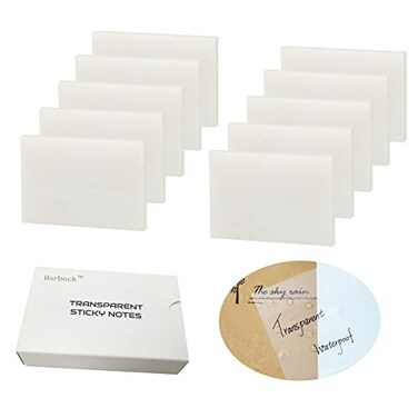Bsrbock Transparent Sticky Notes 500 Sheets 15 x 2 in Clear Sticky Notes See Through Invisible Translucent Sticky Note Waterproof SelfStick Note Pads for School Office 10 Packs