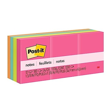 Post-it Postit Mini Notes 1 38 in x 1 78 in 12 Sticky Notes Pads 100 Sheets per Pad Poptimistic Collection School Supplies and Oce Products The Original Postit Note