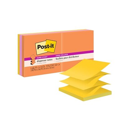 Post-it Postit Super Sticky Dispenser Popup Notes 6 Sticky Note Pads 3 x 3 in 2X the Sticking Power School Supplies and Oce Products Use with Postit Note Dispensers Energy Boost Collection