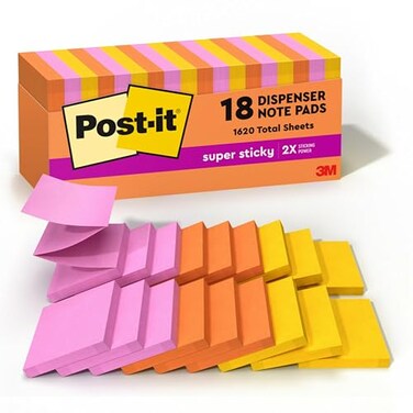 Post-it Postit Super Sticky Dispenser Popup Notes 18 Sticky Note Pads 3 x 3 in 2X the Sticking Power School Supplies and Oce Products Use with Postit Note Dispensers Energy Boost Collection