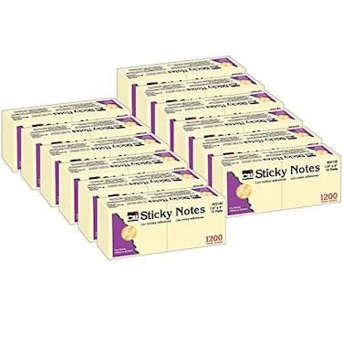 Charles Leonard Sticky Notes 15 x 2 Yellow 100 SheetsPad 12 Pads
