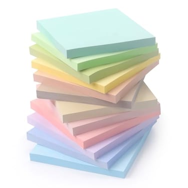 Osboo Sticky Notes 3x3 Inch 12 Pack 12 Pastel Multi Colors Note Pads 50 SheetsPad Perfect for Office School and Home Organization