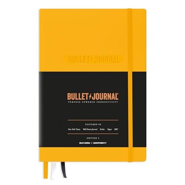 LEUCHTTURM1917 The Official Bullet Journal Edition 2 Notebook Built for BuJo Medium A5 204 Pages of 120gsm Paper With Bujo Pocket Guide Yellow24