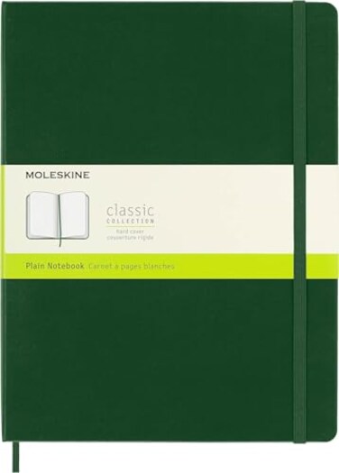 Moleskine Notebook Extra Large Plain Myrtle Green Hard Cover 75 x 975