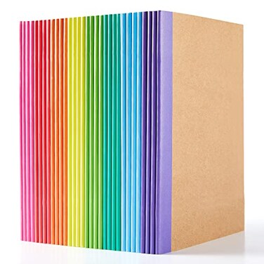 feela 32 Pack Composition Notebooks Bulk Feela Kraft Cover Lined Blank College Ruled Composition Travel Journals with Rainbow Spines For Women Students Business 60 Pages 83x 55 A5 8 Colors