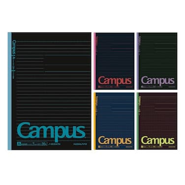 KOKUYO Composition Notebooks 5 Pack Campus SemiB5 Comp Book with Dot A 7mm Ruled 30 Sheets School Lined Notebook in Black Journal Notebook for Women Work Study Note Taking NO3CDATNX5