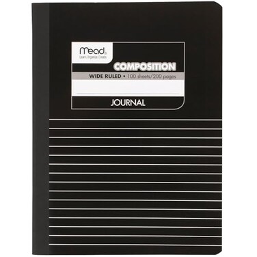 Mead Composition Notebook Wide Ruled Paper 934 x 712 100 Sheets per Comp Book BlackWhite 09920