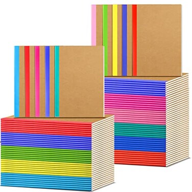 Handepo 100 Pack A5 Composition Notebooks 72 Pages36 Sheets Ruled Lined Composition Kraft Notebooks Bulk Soft Cover Journals Travel Memo for Students Classroom Office Suppliesa5 Colourful