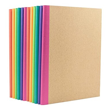 PAPERAGE 12Pack Composition Notebook Journals 120 Pages Kraft Cover with Rainbow Spines College Ruled Lined Paper Small Size 8 in x 575 in for Home Office or School Supplies