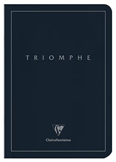 Clairefontaine 37126C Collection Triomphe PLATINUM A Deep Blue Sewn Notebook A5 148x21 cm 96 Lined Pages 90 g Ivory Paper Matte Coated Card Cover with Silver Marking