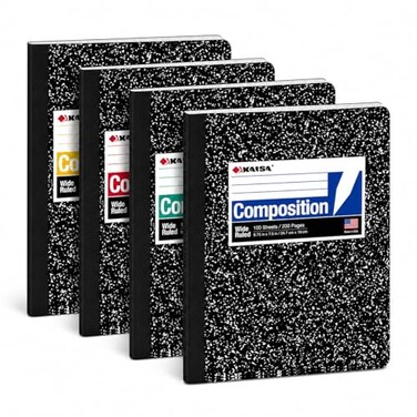 KAISA Composition Notebooks Wide Ruled 934 x 712 Black Marble Covers Composition Notepads Journal Notebooks 100 Sheets 4 Pack C10001W