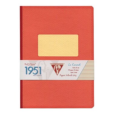 Clairefontaine Back to Basics 1951 Clothbound Notebook 5 34 x 8 14 96 Pages Lined Red Coral