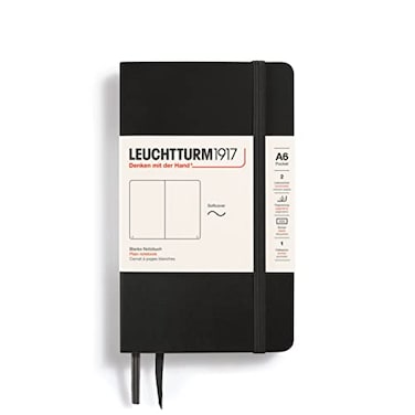 LEUCHTTURM1917 Notebook Softcover Pocket A6123 Numbered Pages for Writing and Journaling Plain Black