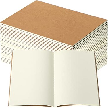 Thenshop 30 Pcs A5 Kraft Notebooks Blank Journal Bulk Unlined Paper Sketchbooks Composition Notebooks 60 Pages 83 x 55 Inch for Students Office School Back to School SuppliesLight Brown