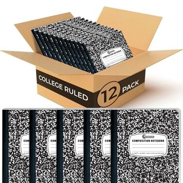 Rosmonde 12 Pack Composition Notebook College Ruled Bulk 200 Pages 100 Sheets 934 x 712 Hard Cover College Ruled Notebook Bulk Black Marble Composition Notebook College Ruled Bulk Notebooks