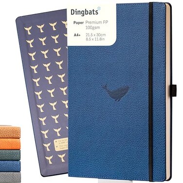 Dingbats* Notebooks Dingbats Wildlife Plain Extra Large A4 Notebook PU Leather Hardcover Journal for Work Writing Pocket Elastic Closure Pen Holder Bookmark