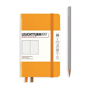 LEUCHTTURM1917 Notebook Hardcover Pocket A6187 Numbered Pages for Writing and Journaling Rising Sun Dotted