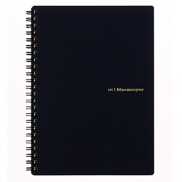 Maruman Mnemosyne Lined Notebook A5 827 x 634 80 Sheets 160 Pages 7mm College Ruled Journal Perforated Pages WireBound to Lay Flat Black Made in Japan