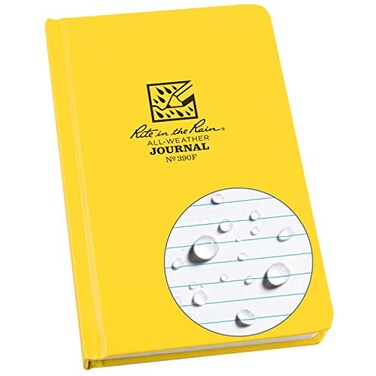 Rite in the Rain Weatherproof Hard Cover Notebook 475 x 75 Yellow Cover Journal Pattern No 390F