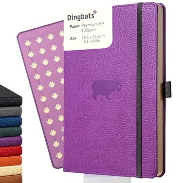 Dingbats* Notebooks Dingbats Wildlife Lined Writing Journal Notebook A5 Vegan Leather Hardcover Ideal for Work Travel Pocket Elastic Closure Bookmark
