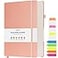 OFFIGIFT Lined Journal Notebook Large A5 College Ruled Notebook 312 Numbered Pages Work Notebook with Index Stickers 100gsm Thick Paper Hardcover Vegan Leather Journal for Women Men School Office Pink