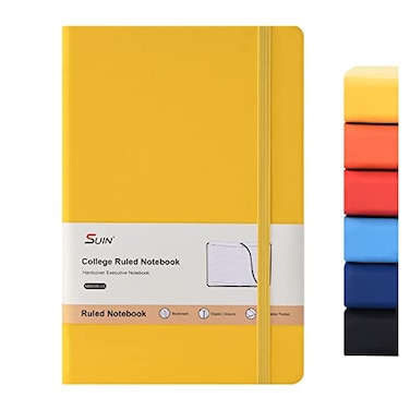 SUIN HardcoverJournalNotebooks A5 Lined Journals Notebook for Writing 200 Pages 82 x 55 inch Classic Ruled Notebooks for WorkTravelCollege Yellow 1 Pack
